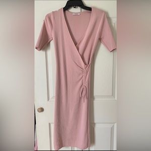ORSAY Dresses | Surplice Neck Midi Bodycon Dress, Color:Baby Pink, Size M NEW!